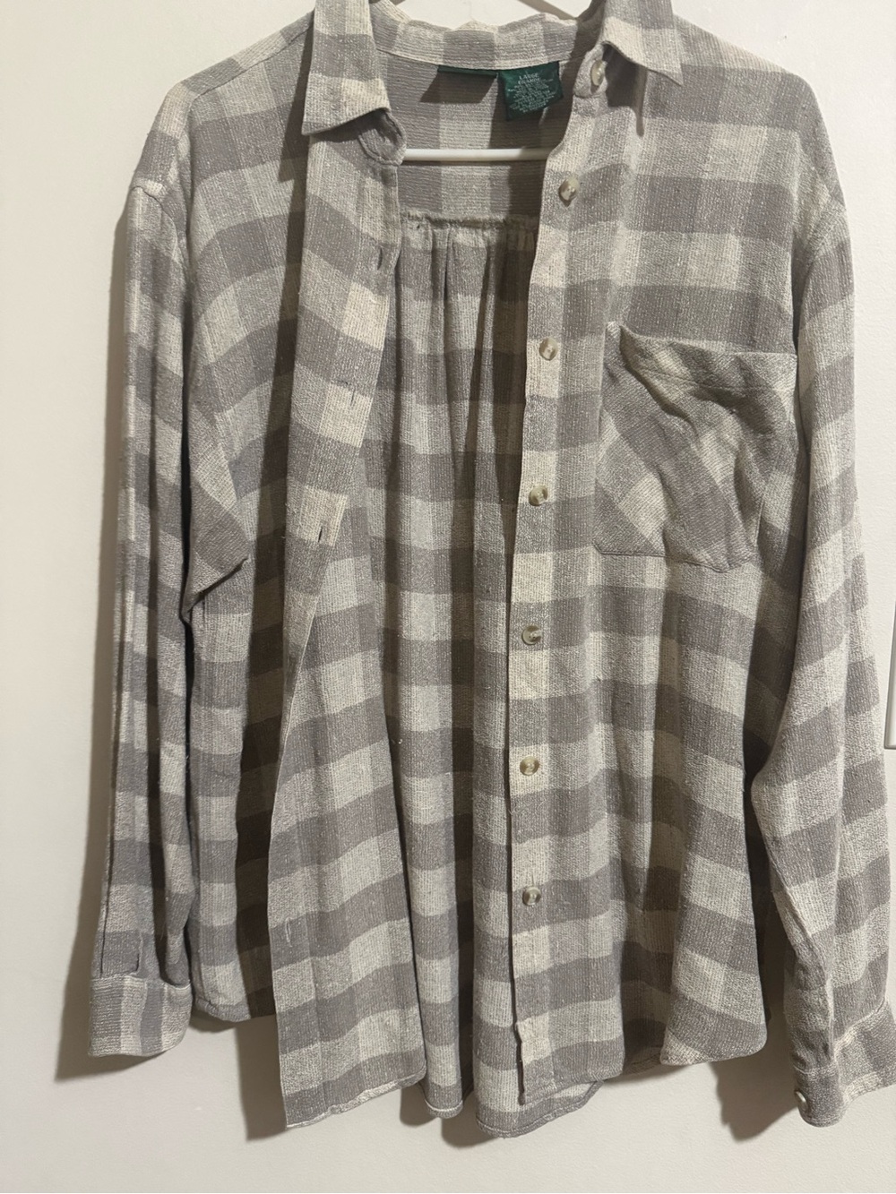 Hunt Club Gray and White Plaid Button-Down Shirt
